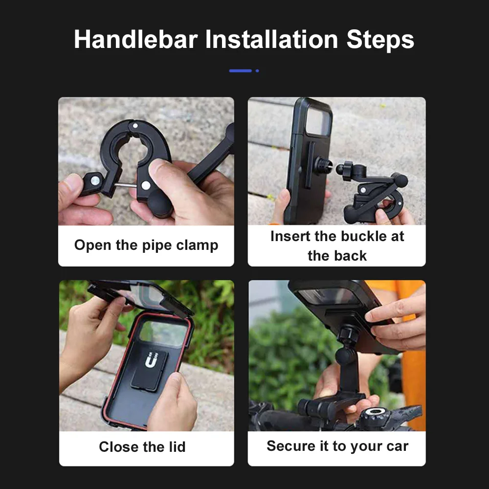360 ° Drehbarer Motorrad-Handyhalter, wasserdichte Handyhülle – Image 6