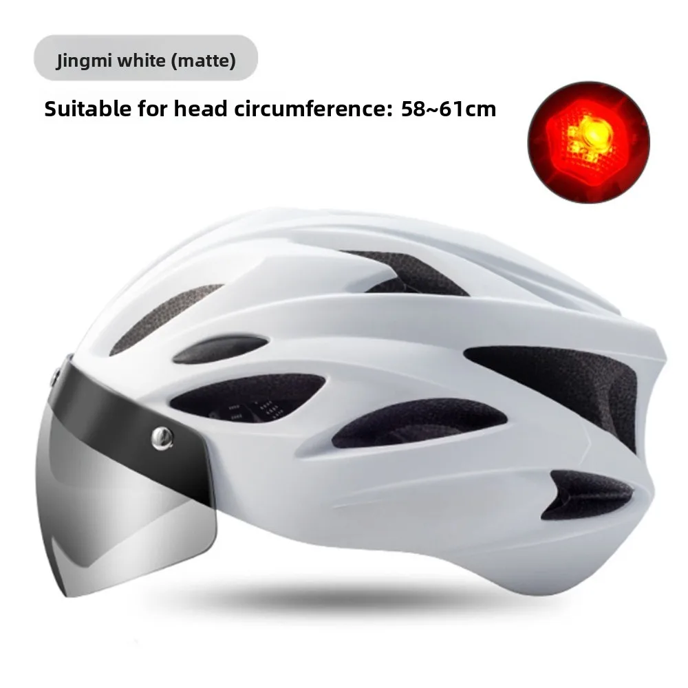 Fahrradhelm mit magnetischer Schutzbrille und hinterem LED-Rücklicht, atmungsaktiver MTB-Rennradhelm, 58-61