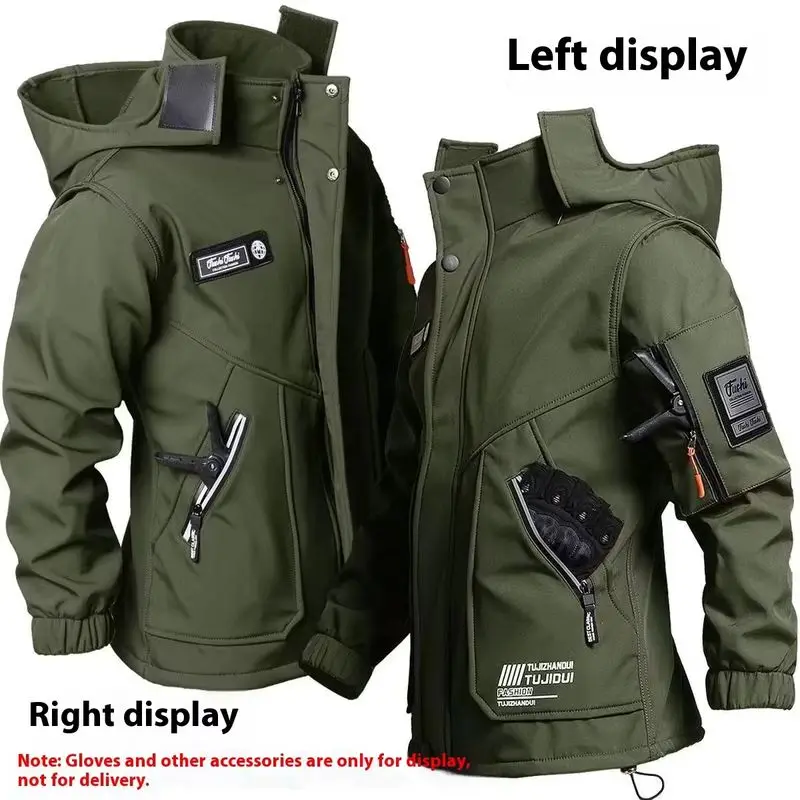 Herren-Motorradjacke mit Herbst- und Winter-Samt-Trainingsset – Image 3
