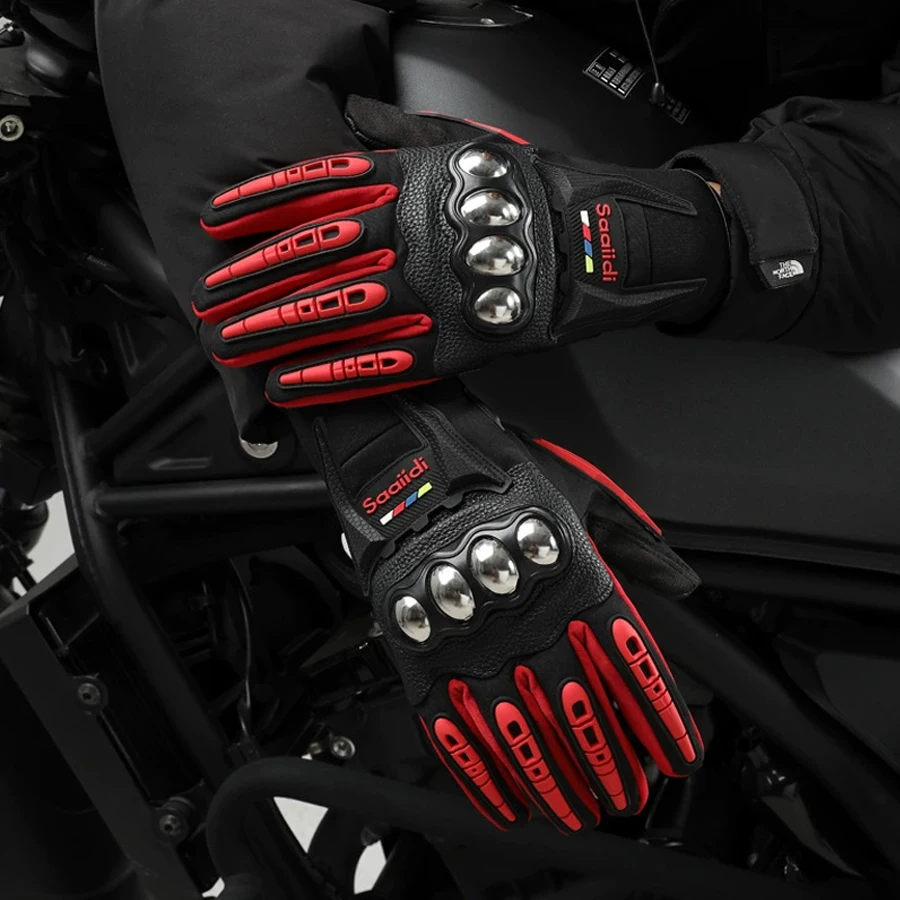 Winter-Motorradhandschuhe, Touchscreens für Herren und Damen, rutschfest, sturzsicher, spritzwassergeschützt