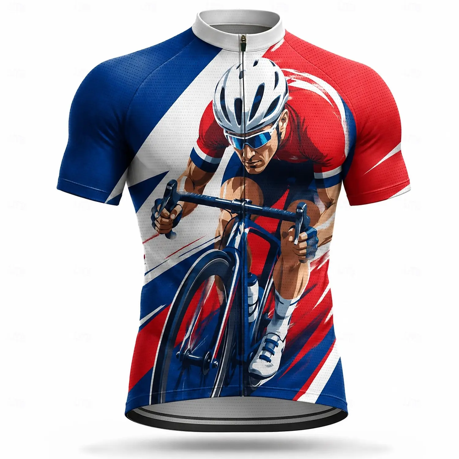 Radtrikot mit 3 Taschen für Herren, Kurzarm, Sommer, Atmungsaktiv, Schnelltrocknend, Fahrradbekleidung