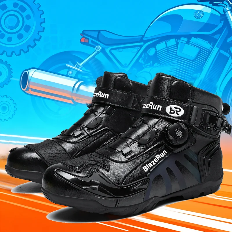Motorradstiefel für Herren aus Leder, Atmungsaktiv, Rutschfest – Image 5