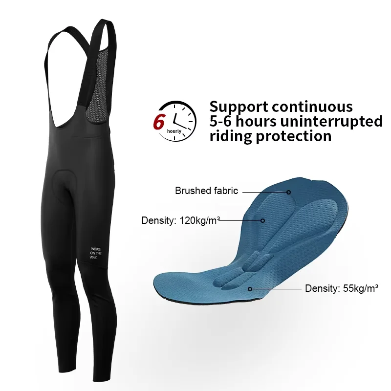 INBIKE Herren Radfahren Trägerhose Fleece Gepolstert Winter Thermasl Rennrad Trägerhose Fahrrad Lange Hosen