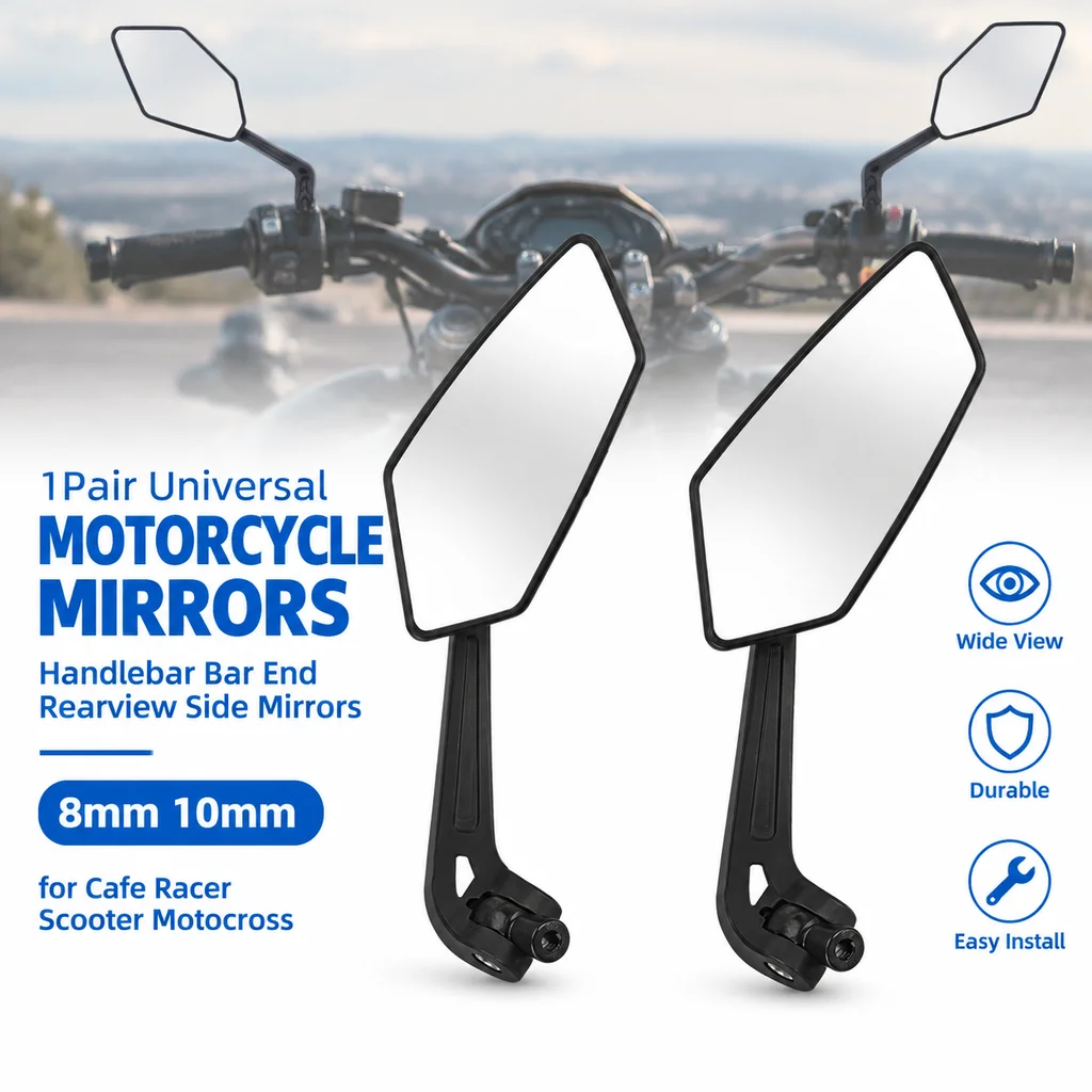 1 Paar universelle Motorrad-Lenkerendspiegel, 8 mm, 10 mm, für Cafe Racer, Roller und Motocross