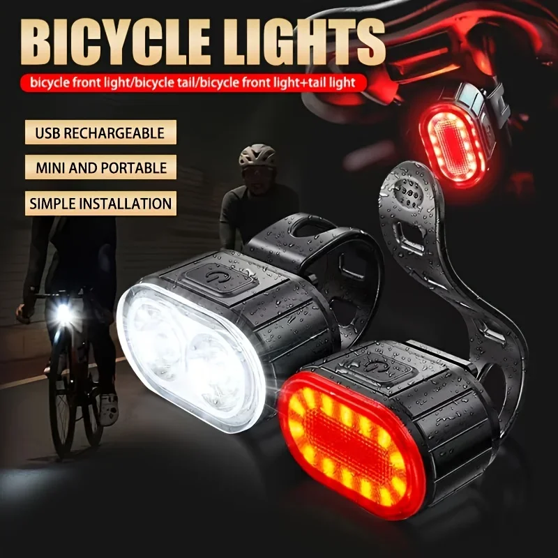 Wiederaufladbares Fahrrad-Front-Rücklicht, LED-Scheinwerfer, Rücklicht, mehrere Beleuchtungsmodi
