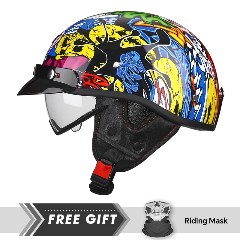 Eingetroffen Retro Half Face Motorradhelm DOT ECE Halbmotorradhelme – Bild 5