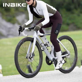 INBIKE Winter Damen Radsport-Trägerhose Fleece Warme Mountainbike-Hose Gel-Gepolsterte Outdoor-Radhose