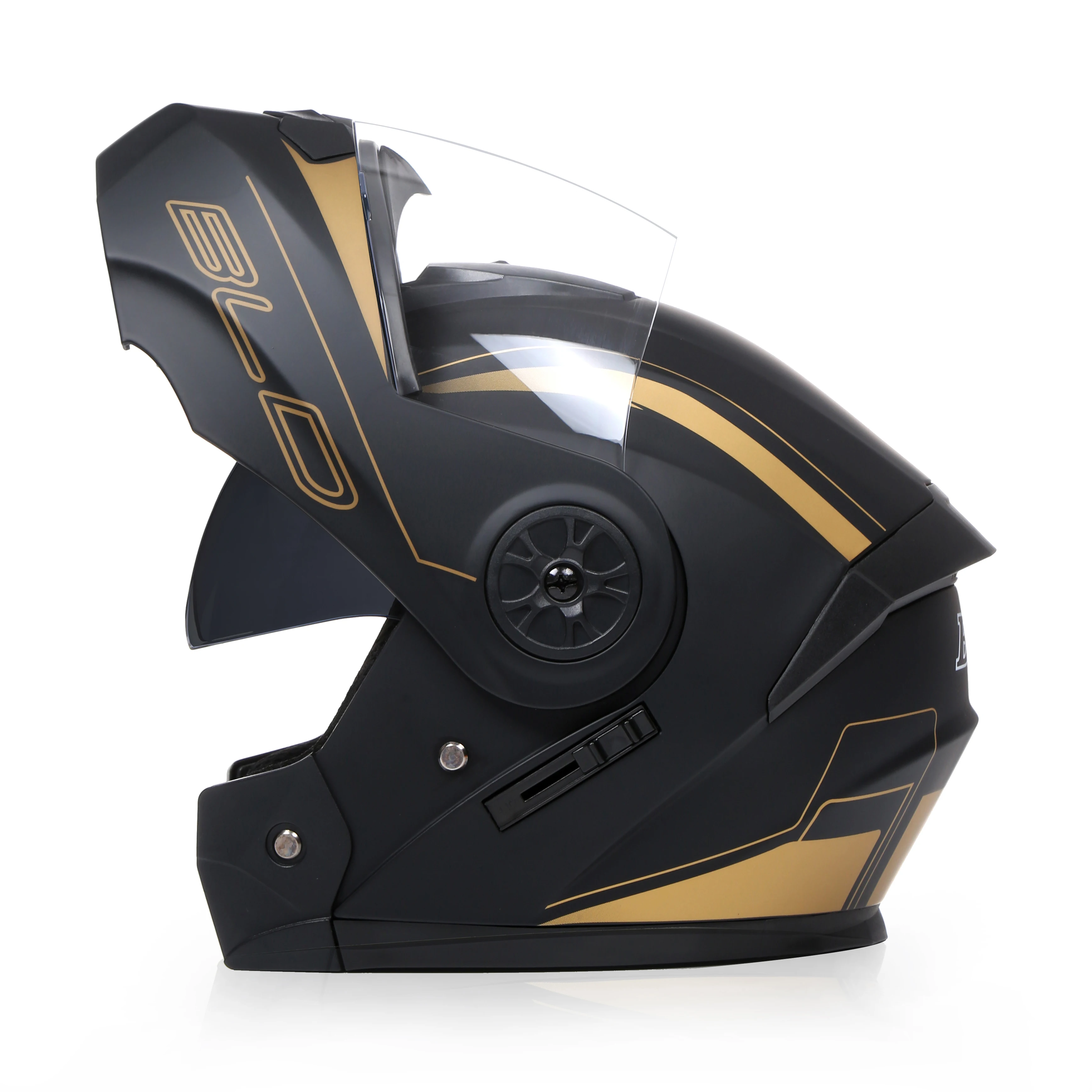 BLD hochklappbarer modularer Helm, Integral-Motorradhelm, Dual-Visier, kratzfest, beschlagfrei, verstellbarer