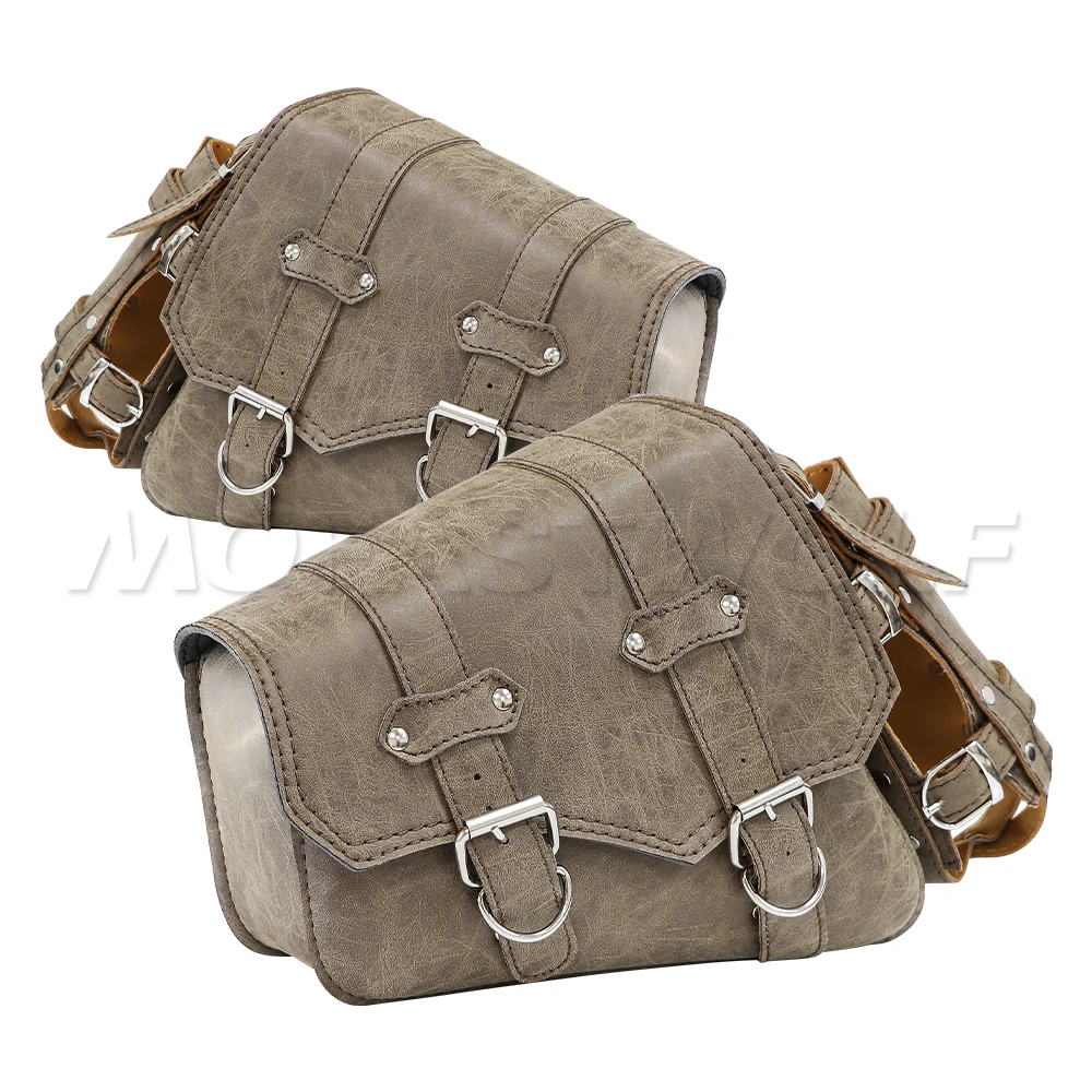 Retro PU Leder Motorrad Satteltasche Satteltaschen Beutel – Bild 2