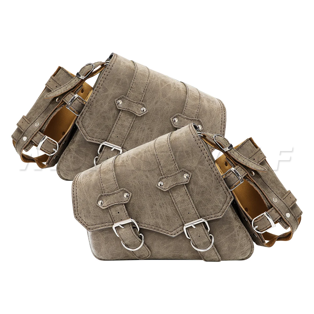 Retro PU Leder Motorrad Satteltasche Satteltaschen Beutel – Bild 3