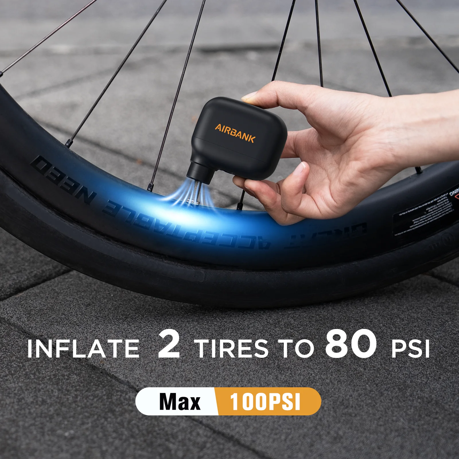 Airbank AS100 Mini Fahrradpumpe 100PSI Tragbare Elektrische Luftpumpe Presta Schrader Ventil Fahrradzubehör