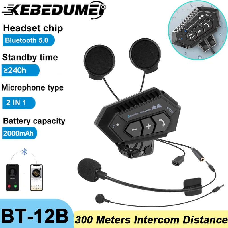 Motorrad Helm Headset Bluetooth Kopfhörer Drahtlose Freisprecheinrichtung Mikrofon Kopfhörer Musik Player