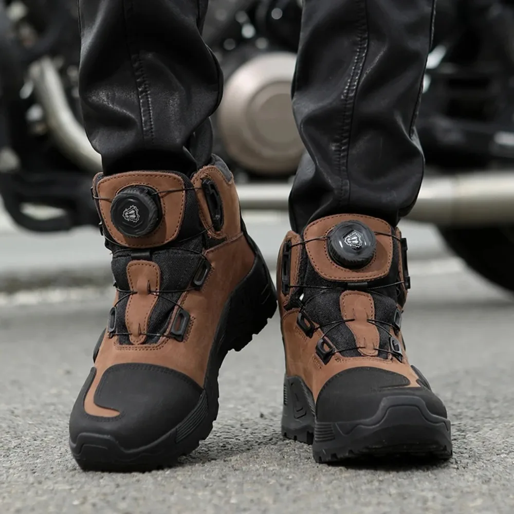 Herren Motorradstiefel Wasserdicht Rindsleder Atmungsaktiv Rutschfest – Image 4