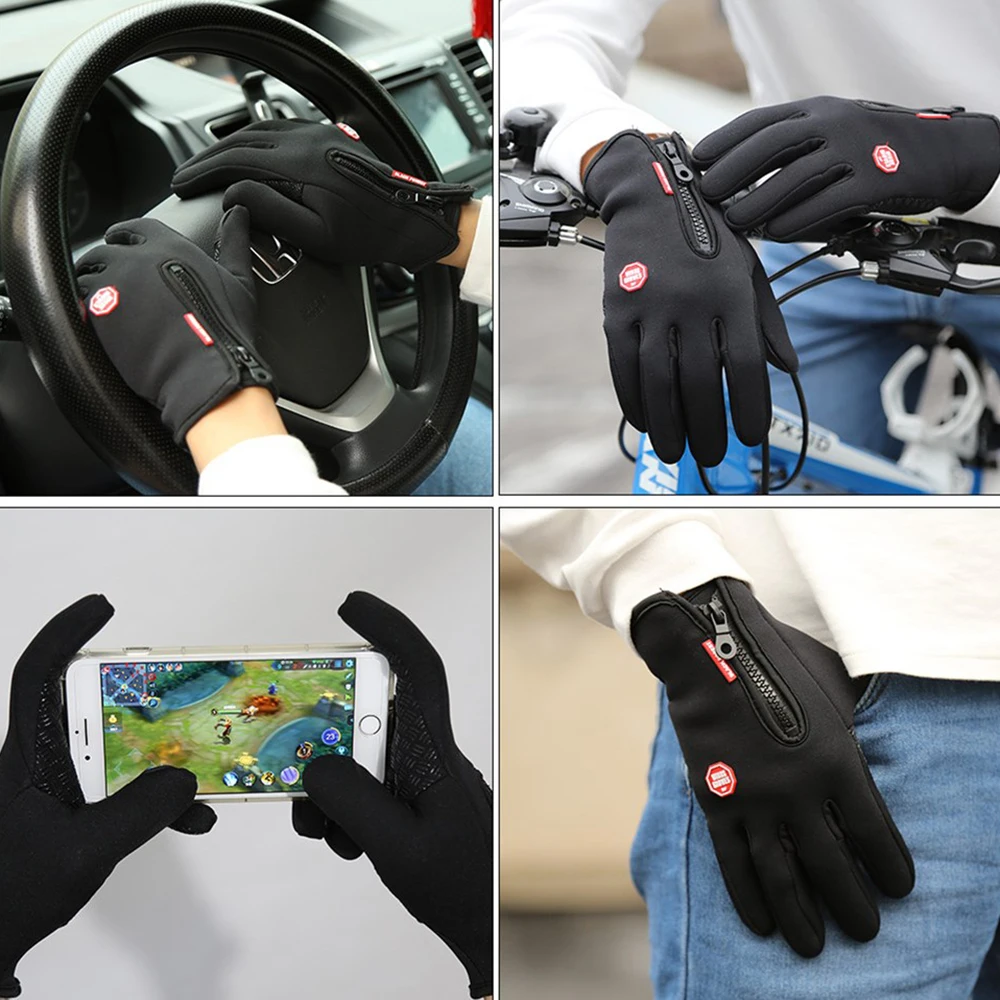 Winter Radfahren Handschuhe Männer Frauen Motorrad Fleece Sport Zipper – Bild 6