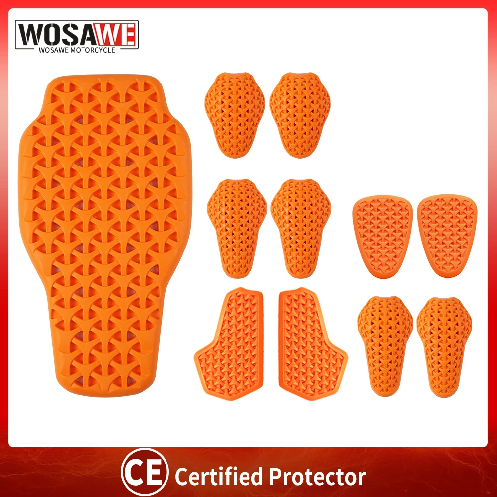 WOSAWE Motorrad Schulter Ellenbogen Rückenprotektor Universal CE Soft Armor Pads Motorrad Brustpolster Racing
