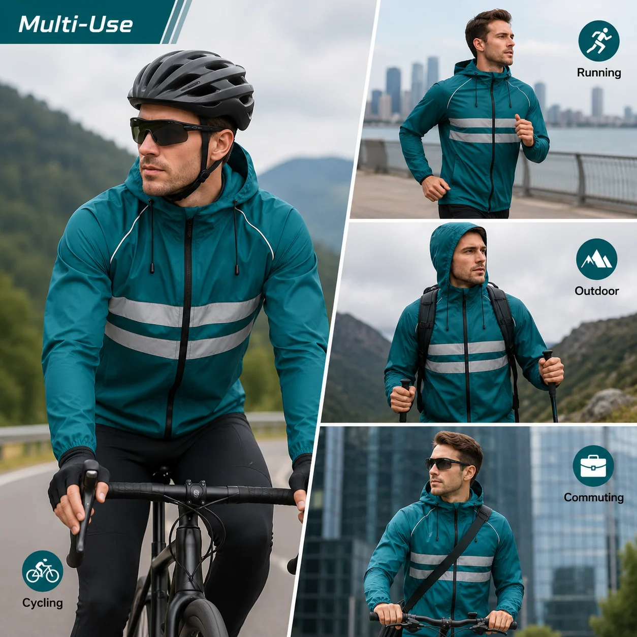 Leichte Fahrrad-Windjacke für Herren und Damen, Wasserdichte – Image 6