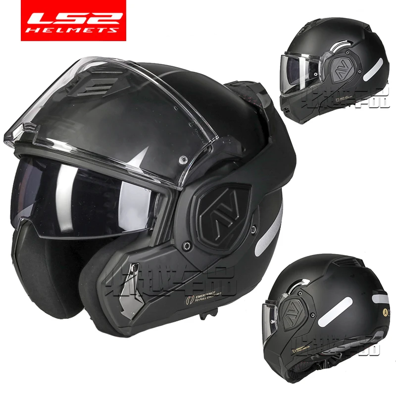 LS2 FF906 Advant Klapphelm Integralhelm Motorrad Modularhelm Doppelvisier Helm mit integrierter Linse ECE Moto
