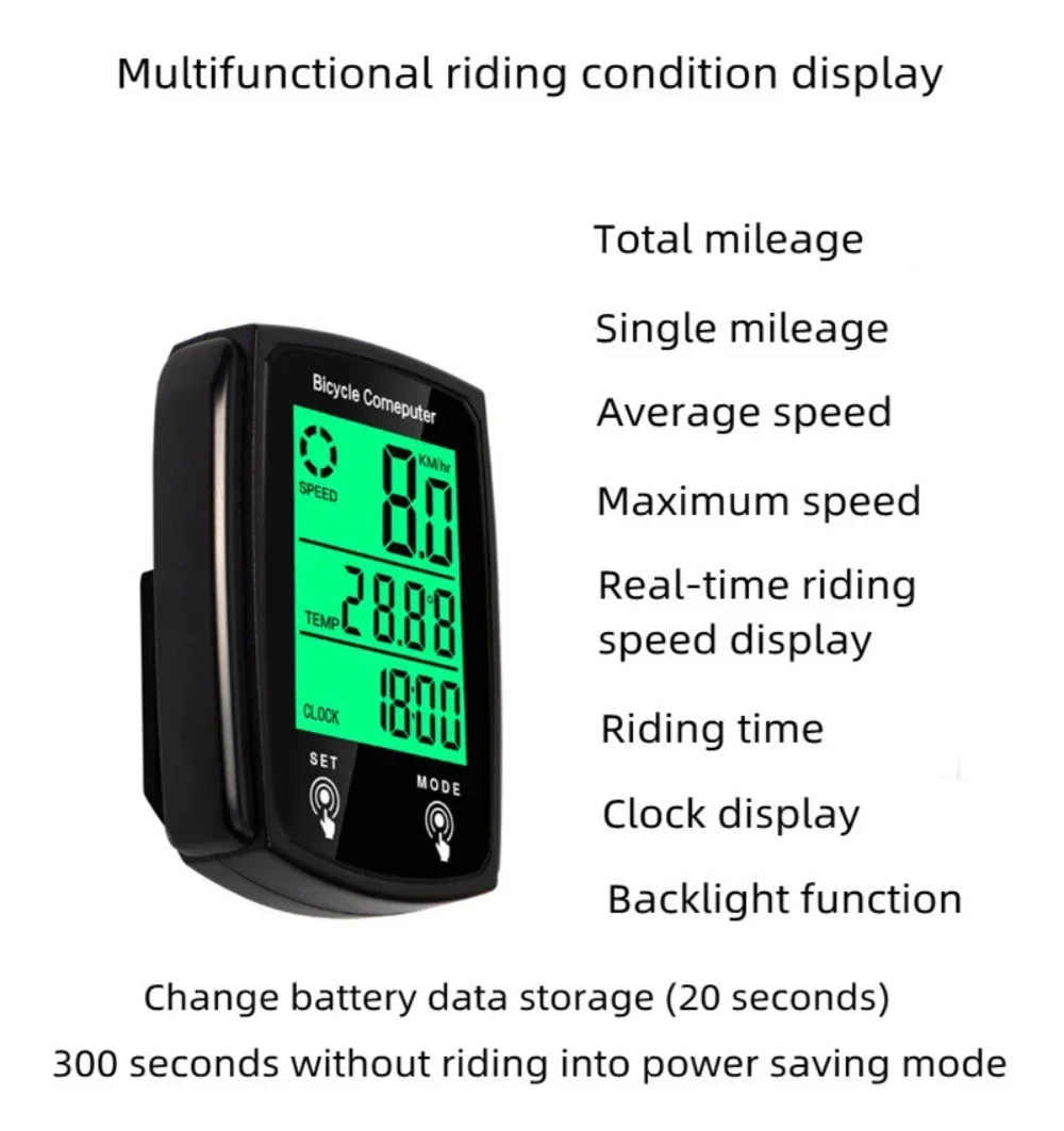 Fahrradcomputer Kabelgebundener Tachometer USB Leuchtender LCD – Image 5