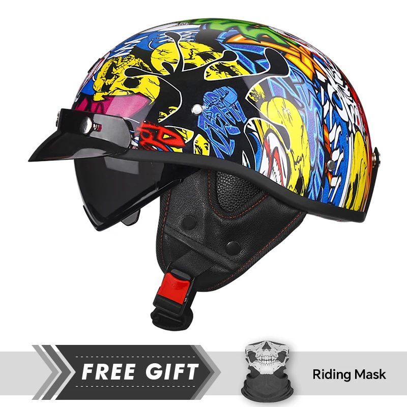 Eingetroffen Retro Half Face Motorradhelm DOT ECE Halbmotorradhelme – Bild 6