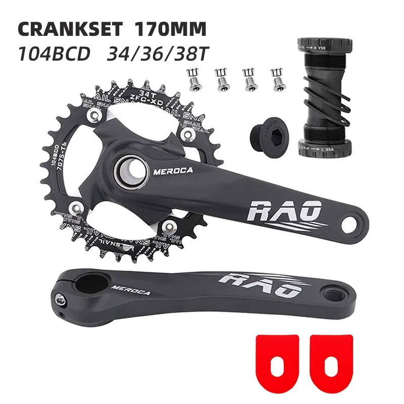 Mountainbike Kurbel 170mm mit Tretlager 104bcd 34t 36t 38t Fahrrad kettenblatt Mtb-Kurbel aus Aluminium