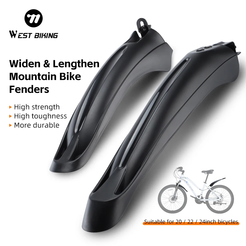 WEST BIKING MTB Fahrrad-Schutzblech-Set 20-29 Zoll PP Anti-Spritz-Schutzblech Schnelle Montage Flexibles