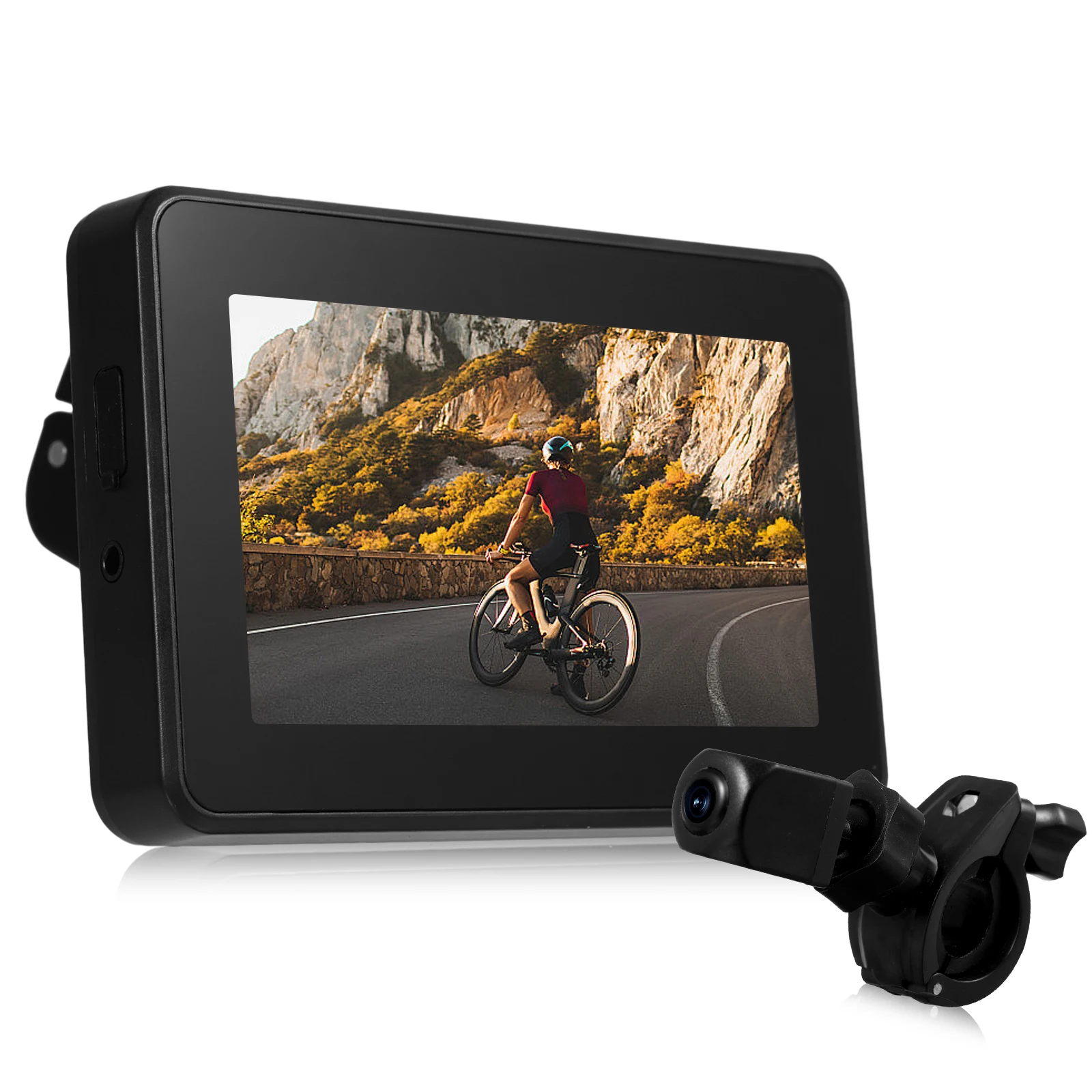 Lenker-Fahrradspiegel, 1080P wiederaufladbare Fahrrad-Rückfahrkamera mit 4,3-Zoll-Monitor, Nachtsicht 150 °