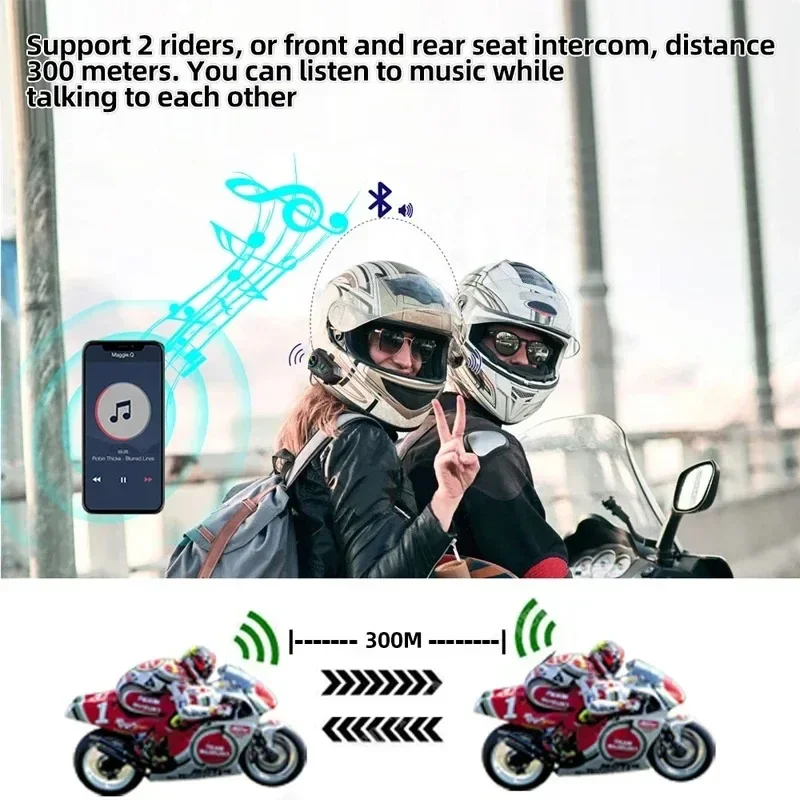 1/2x Y10 2X Motorradhelm-Intercom Bluetooth 5.3 Motorradhelm-Headset – Bild 6