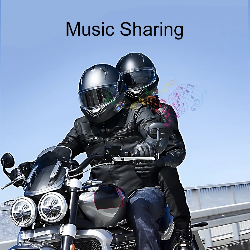 Bluetooth 5,3 Motorrad Helm Headset Intercom LCD-Display 500m Inter – Immagine 4