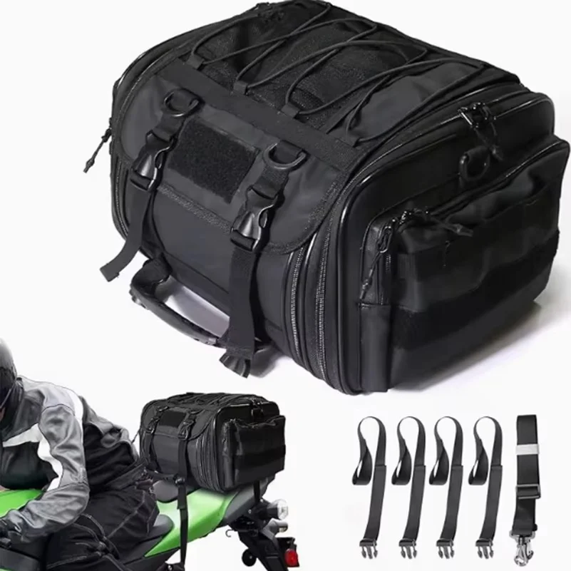 Motorrad-Reisetasche für den hinteren Teil, erweiterbare Motorrad-Hecktasche, Satteltasche mit Schultergurt