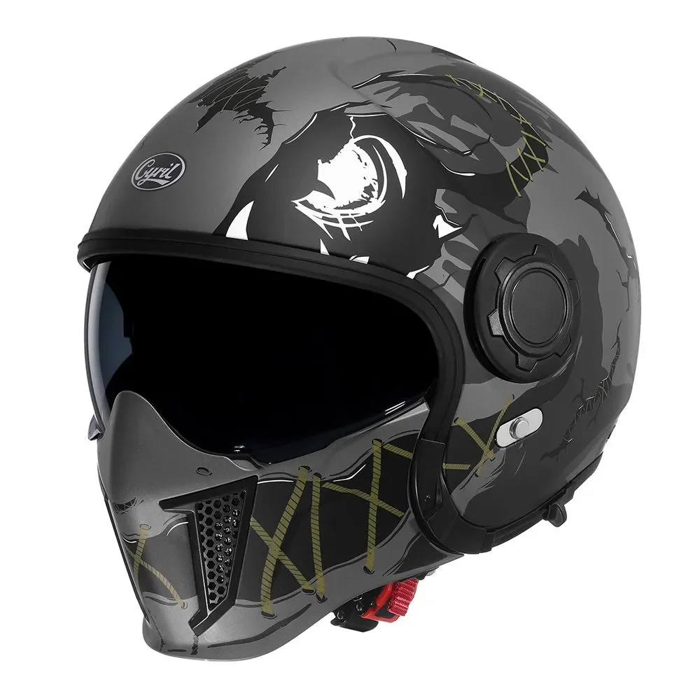 CYRIL Motorradhelm Integralhelm Jethelme 3/4 Herren Damen Modularer Dual-Visierhelm für Motorrad ECE