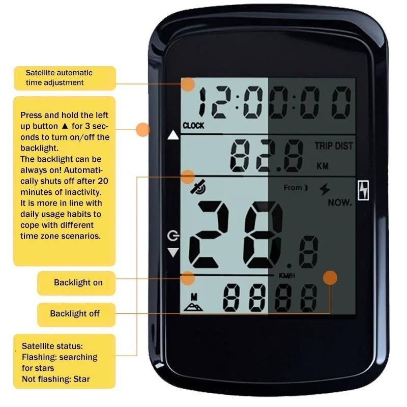 Fahrradcomputer mit Tachometer, USB-Ladefunktion, wasserdicht – Immagine 4