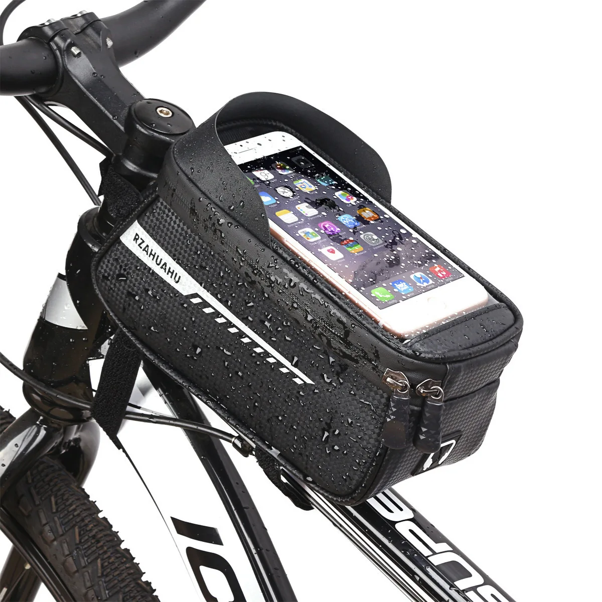 Fahrrad-Vorderrahmentasche, Vorderrohr-Fahrradtasche, Fahrrad-Handyhalterung, Touchscreen-Satteltasche Zubehör