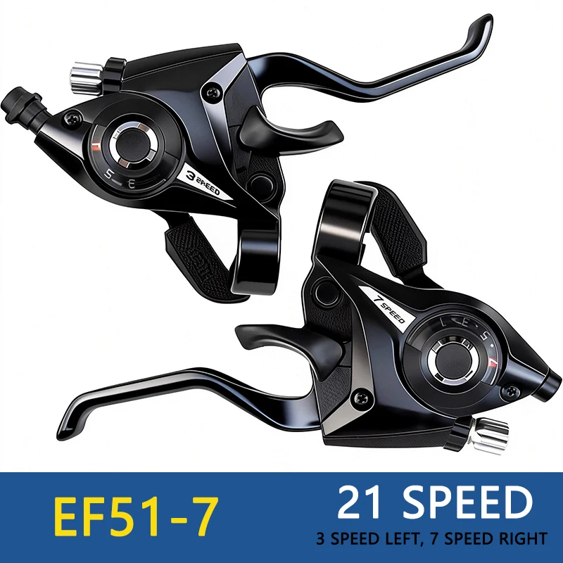 Fahrrad ST-EF51 3x7 3x8 Gang Schalthebel Bremshebel Kombi-Set für Mountainbike MTB V-Bremse Schwarze
