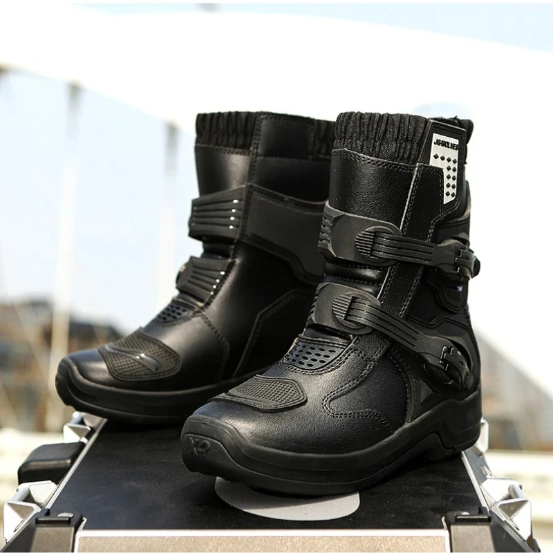 Wasserdichte Lederstiefel für Herren Reitstiefel Motocross-Stiefel – Image 6