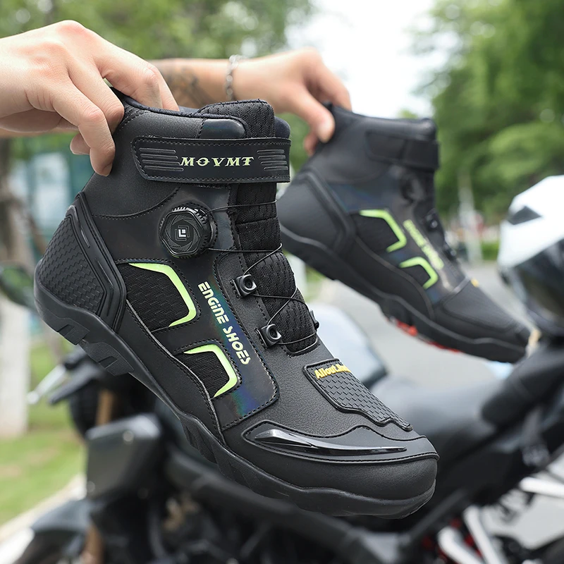 Motorrad Stiefel Männer Leder Motos Atmungsaktive Anti Rutsch – Image 4