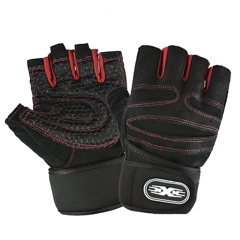 Trainingshandschuhe für Männer und Frauen, Halbfinger-Handschuh mit Handgelenkbandage für Sport, Gewichtheben