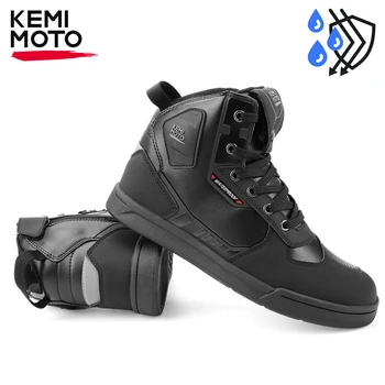Wasserdichte Motorradschuhe für Herren, Schuhe mit flacher Sohle, Knöchelschutz, Ausrüstung für den urbanen