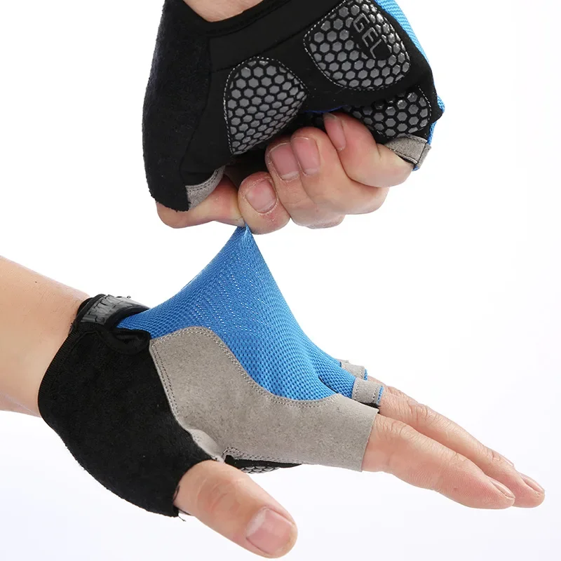 Halbe Finger Handschuhe Gym Fitness Anti-Slip Frauen Männer Gel Pad – Bild 5