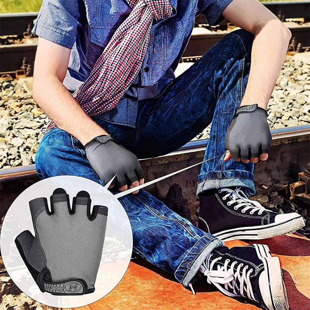 Herren Fahrradhandschuhe Halbfinger-Trainingshandschuhe Damen – Bild 6