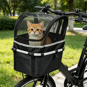 Fahrrad-Hundekorb: Verstärkter Haustier-Fahrradkorb mit Fenster für den täglichen Freizeit- und Pendelverkehr