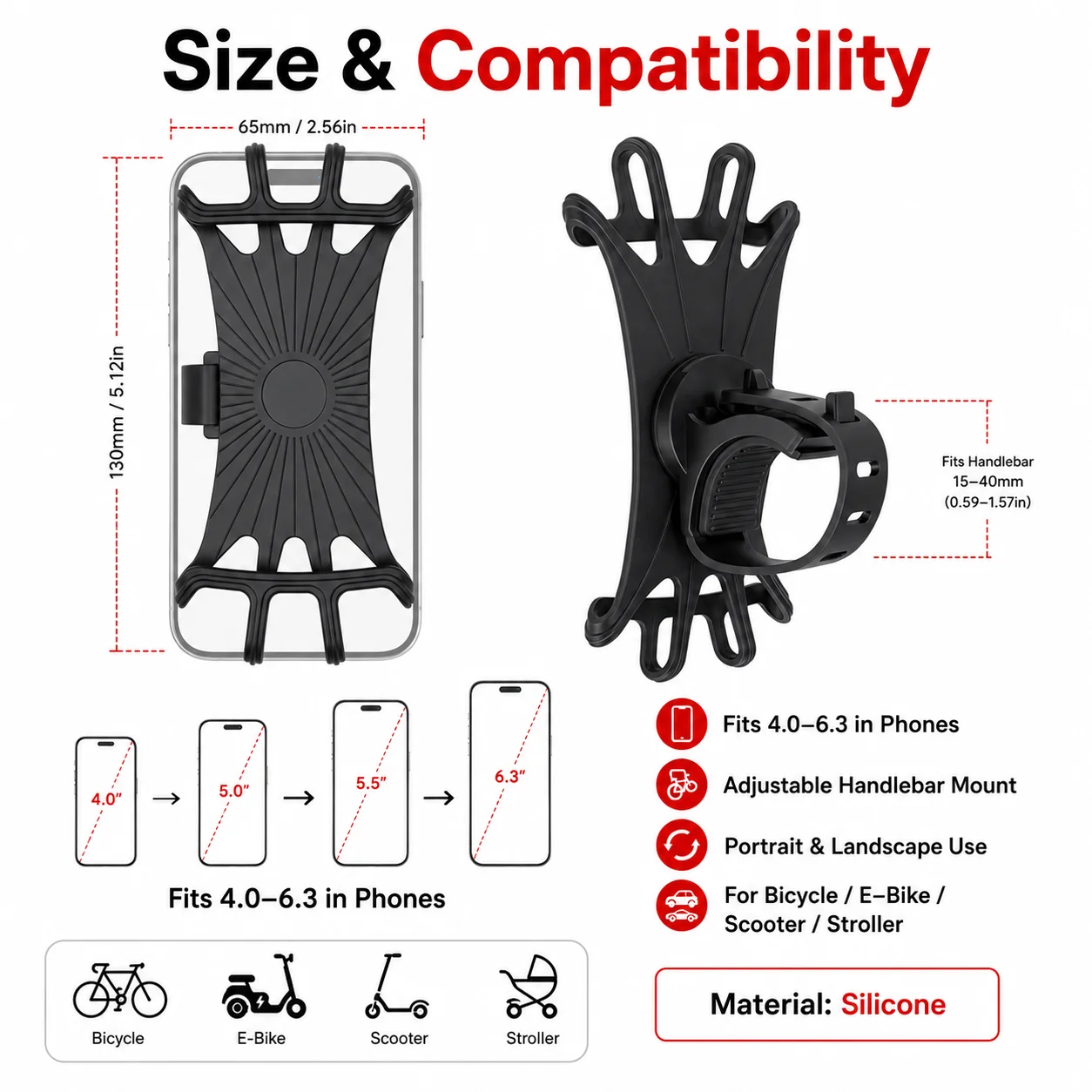 PINMOAP 1PC Fahrrad-Handyhalterung, Fahrradlenkerhalterung, 360° – Image 5