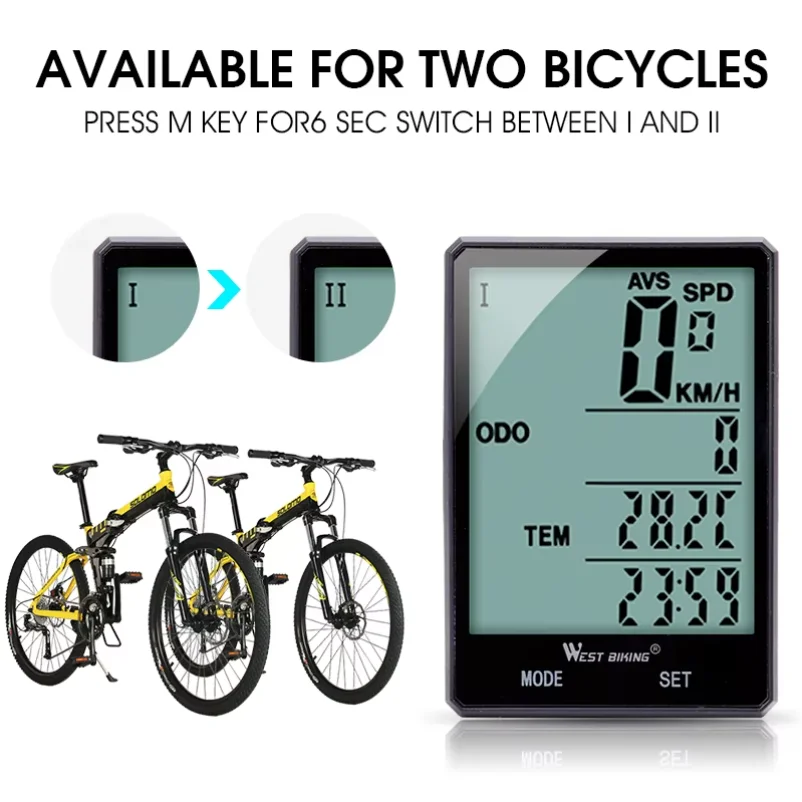 WEST BIKING Fahrrad-Tachometer Digitaler Großbildschirm Wasserdichter – Image 6