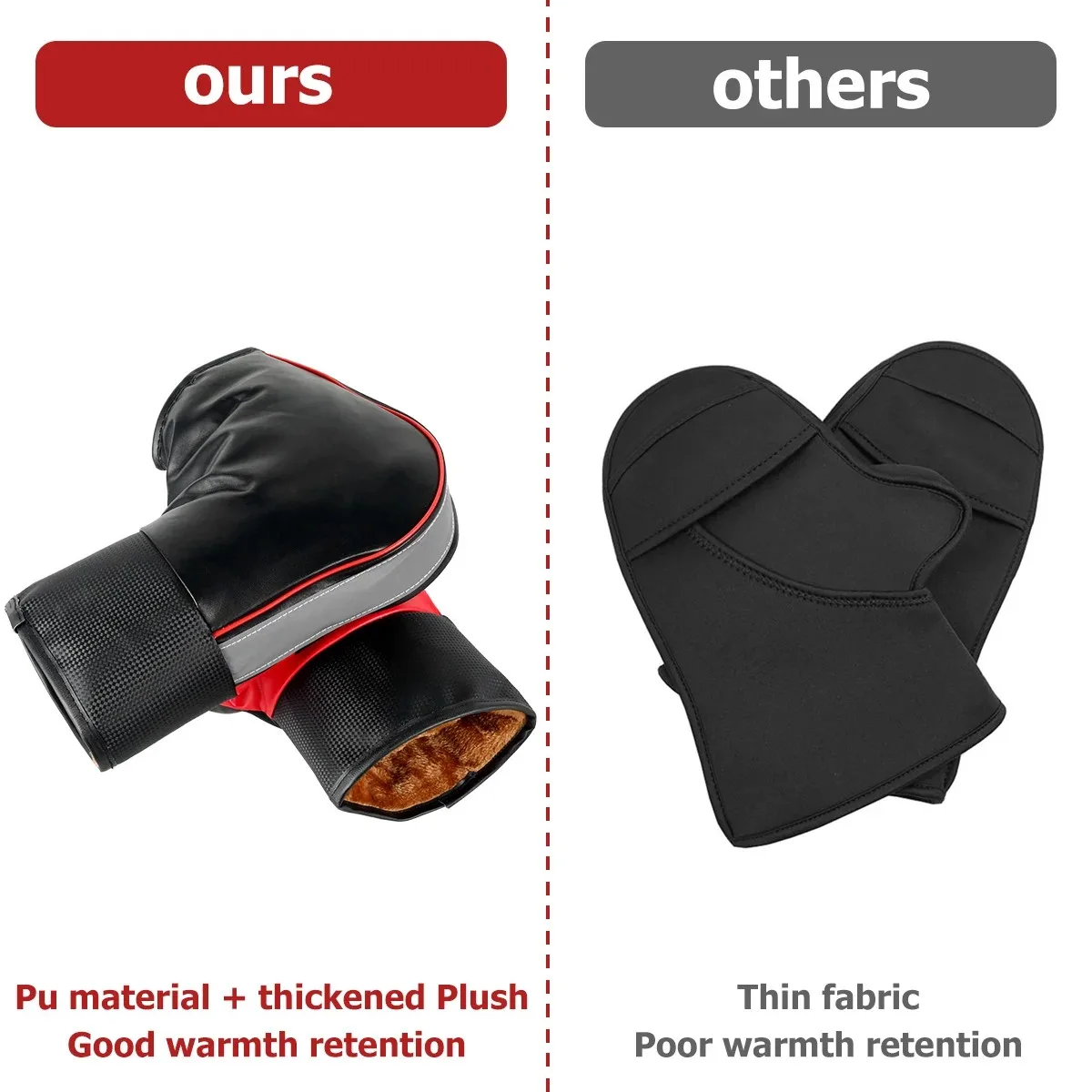 1 Paar Winterwarme Motorradhandschuhe, Lenkerhandschuhe, Schützende – Image 5