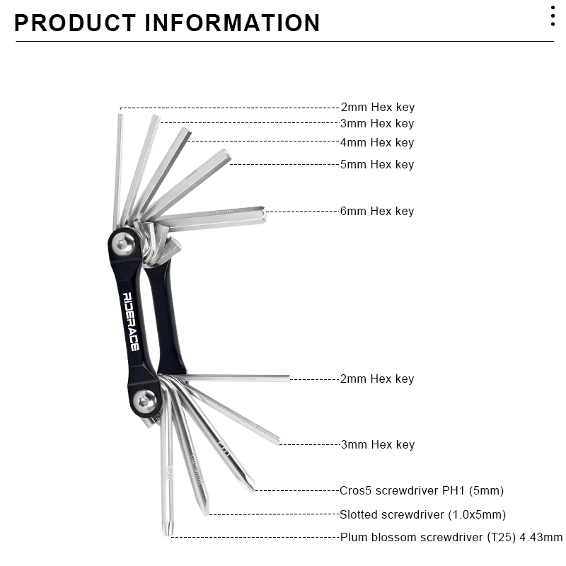 RIDERACE Fahrrad-Multi-Tool-Kits, Stahl, tragbar – Image 4