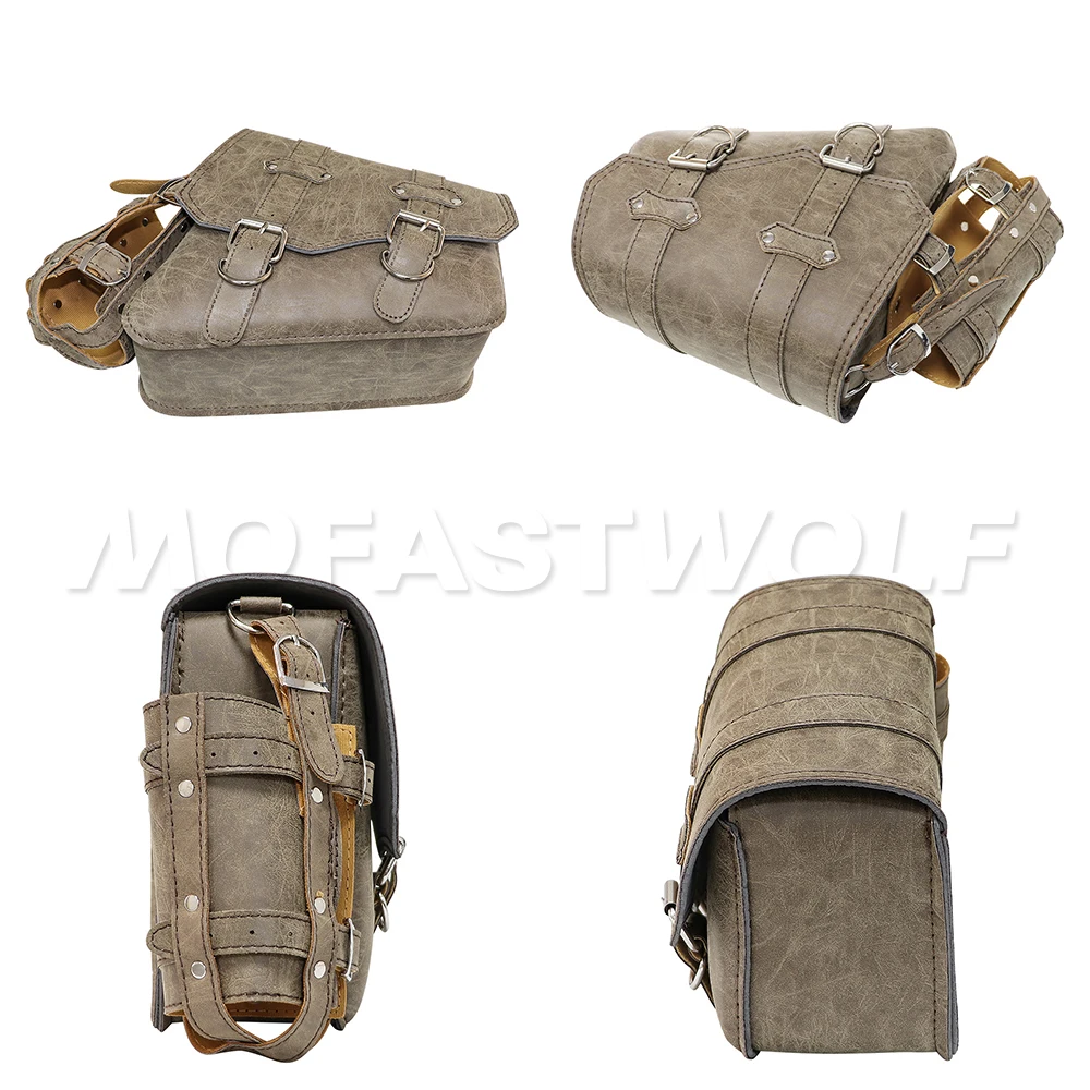 Retro PU Leder Motorrad Satteltasche Satteltaschen Beutel – Bild 4