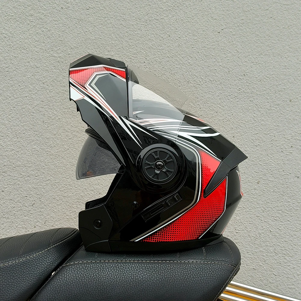Geschenke Neuer Klapphelm Motorradhelm Doppellinse Vollgesichts-Modulhelm Casque Moto Capacete Offener