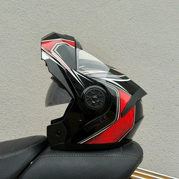 Geschenke Neuer Klapphelm Motorradhelm Doppellinse Vollgesichts-Modulhelm Casque Moto Capacete Offener