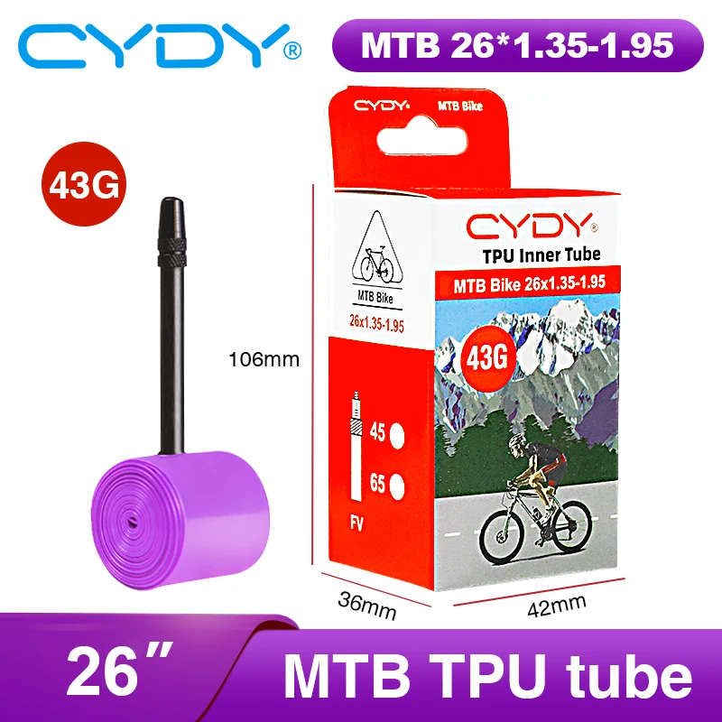 43g CYDY TPU Schlauch MTB 26 27.5 Fahrrad-Innenschlauch 26/27.5x1.35 – Image 4