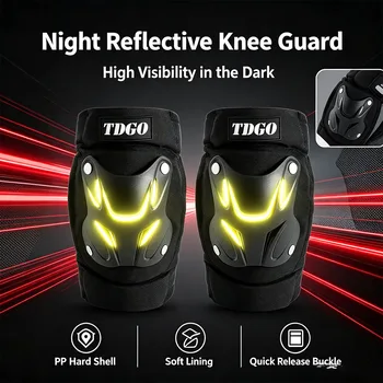 Motorrad-Knieschützer mit PP-Hartschale, reflektierend für die Nacht, stoßdämpfende Gurte, Knieschutz