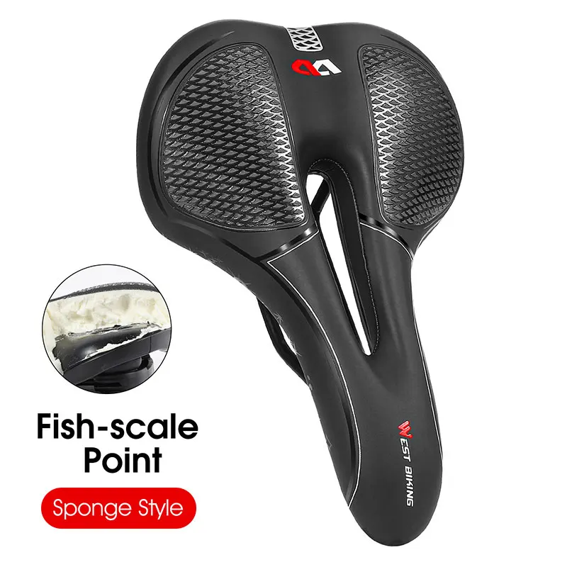 WEST BIKING Fahrradsitz Sattel MTB Rennrad Sattel Mountainbike Rennsattel PU Atmungsaktiv Weicher Sitz